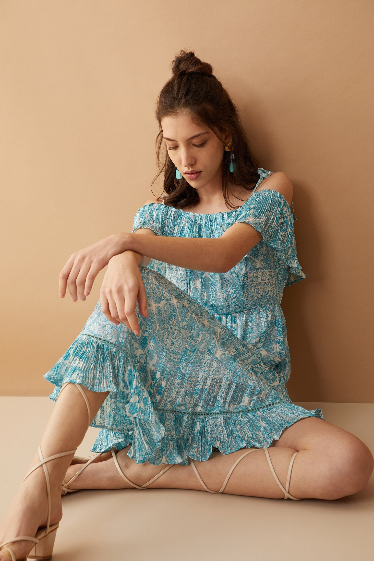 Robe Bardot Bleu Marlina