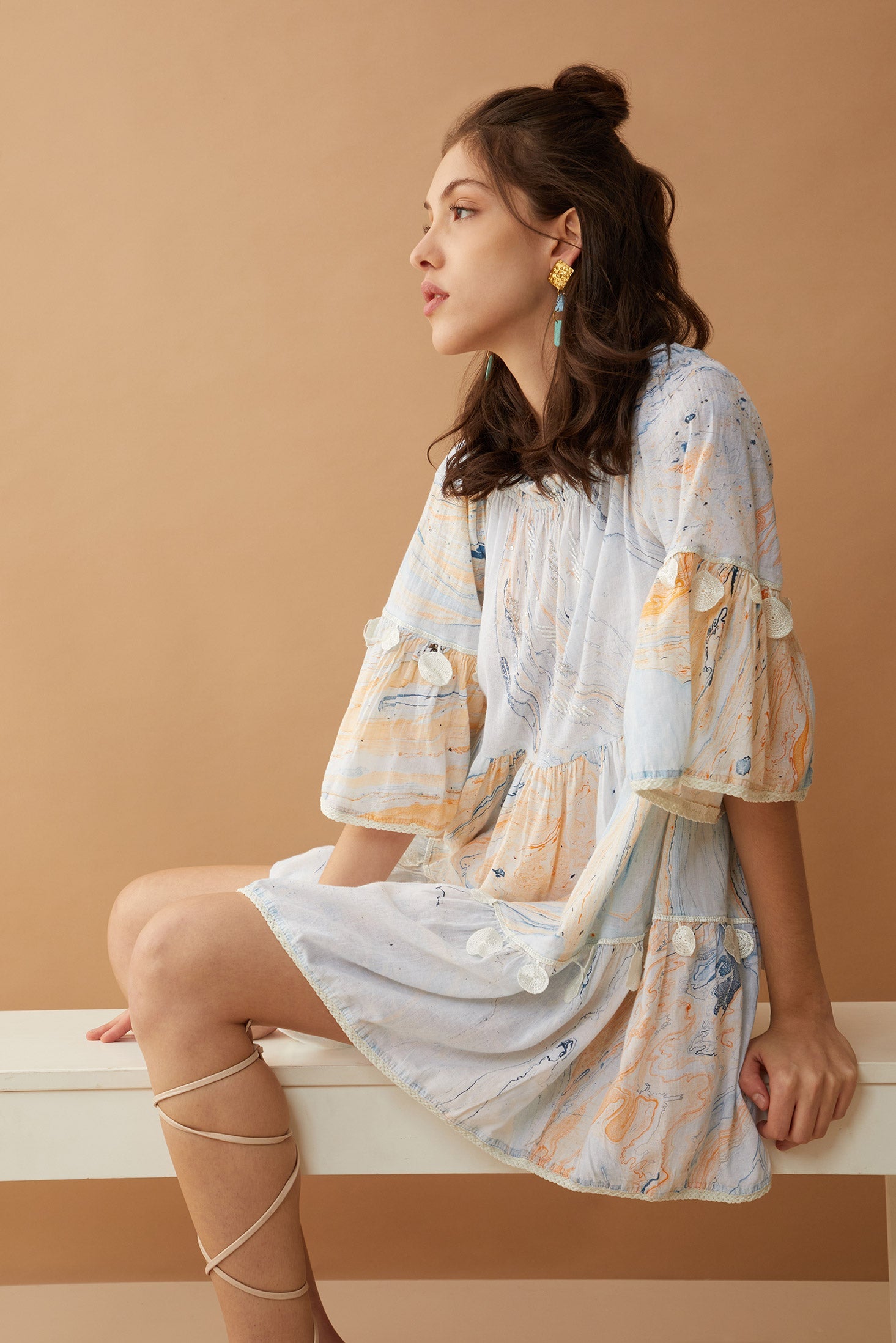 Robe Sansa en marbre à épaules dénudées