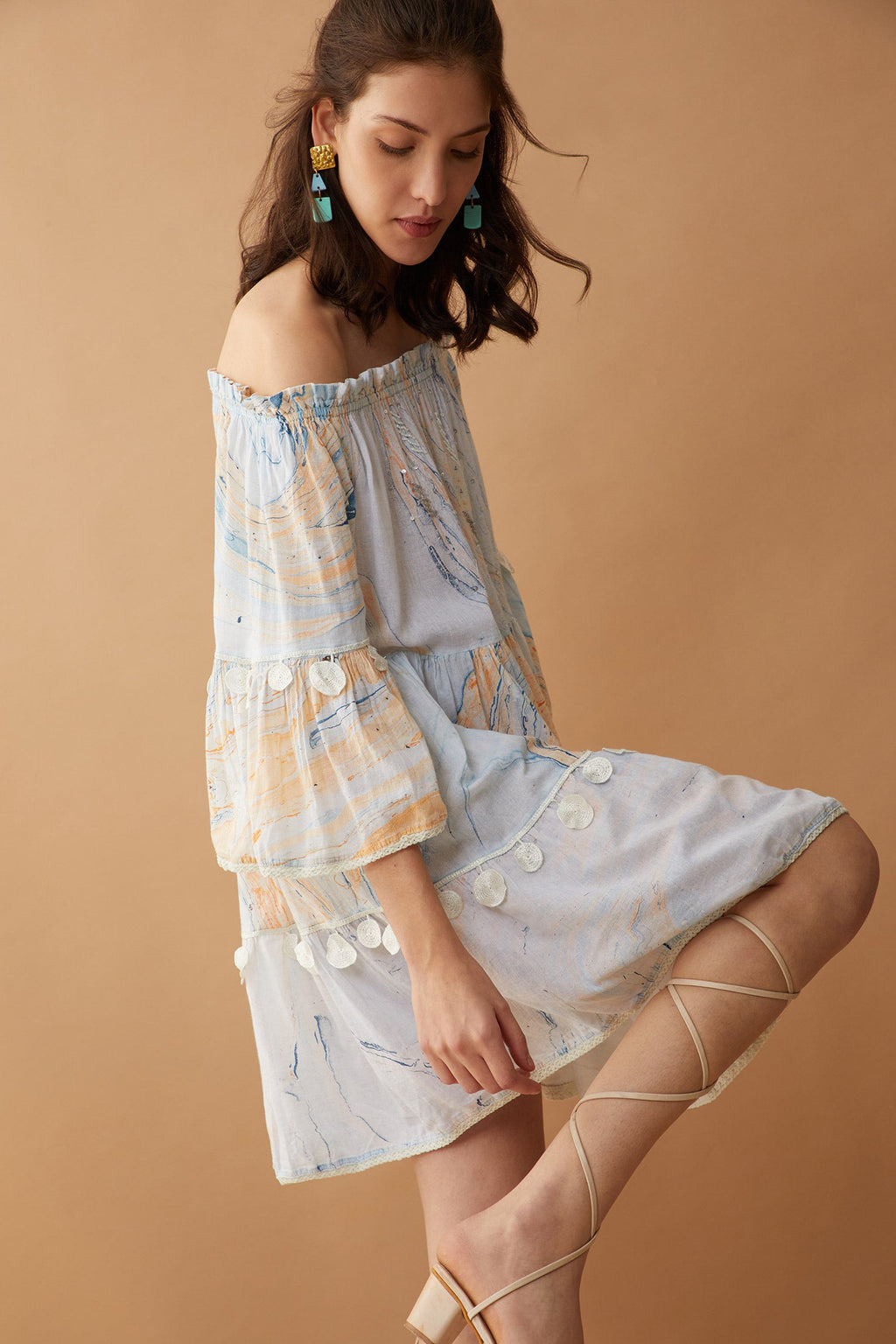 Robe Sansa en marbre à épaules dénudées