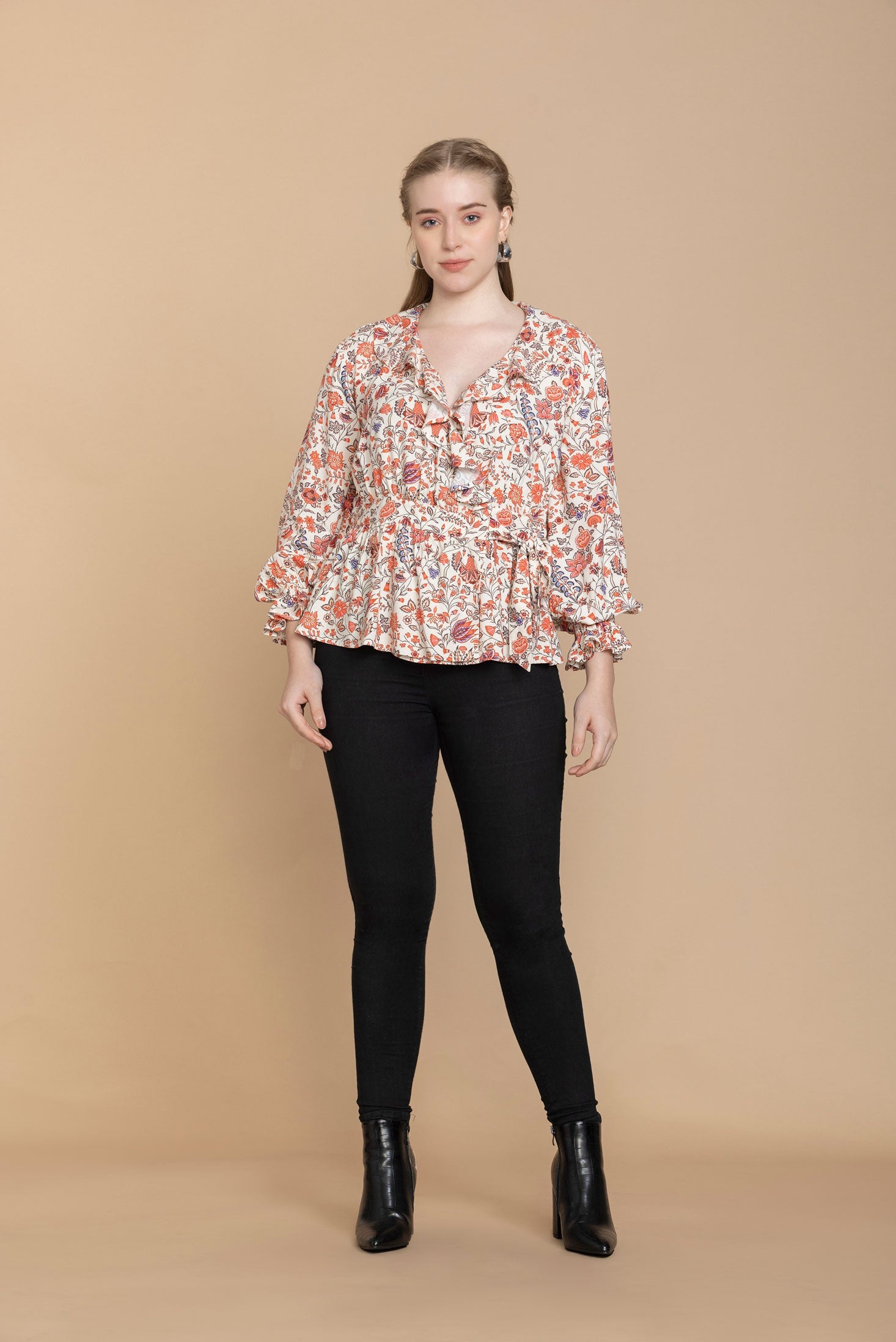 Haut floral style portefeuille Bohera Priscilla