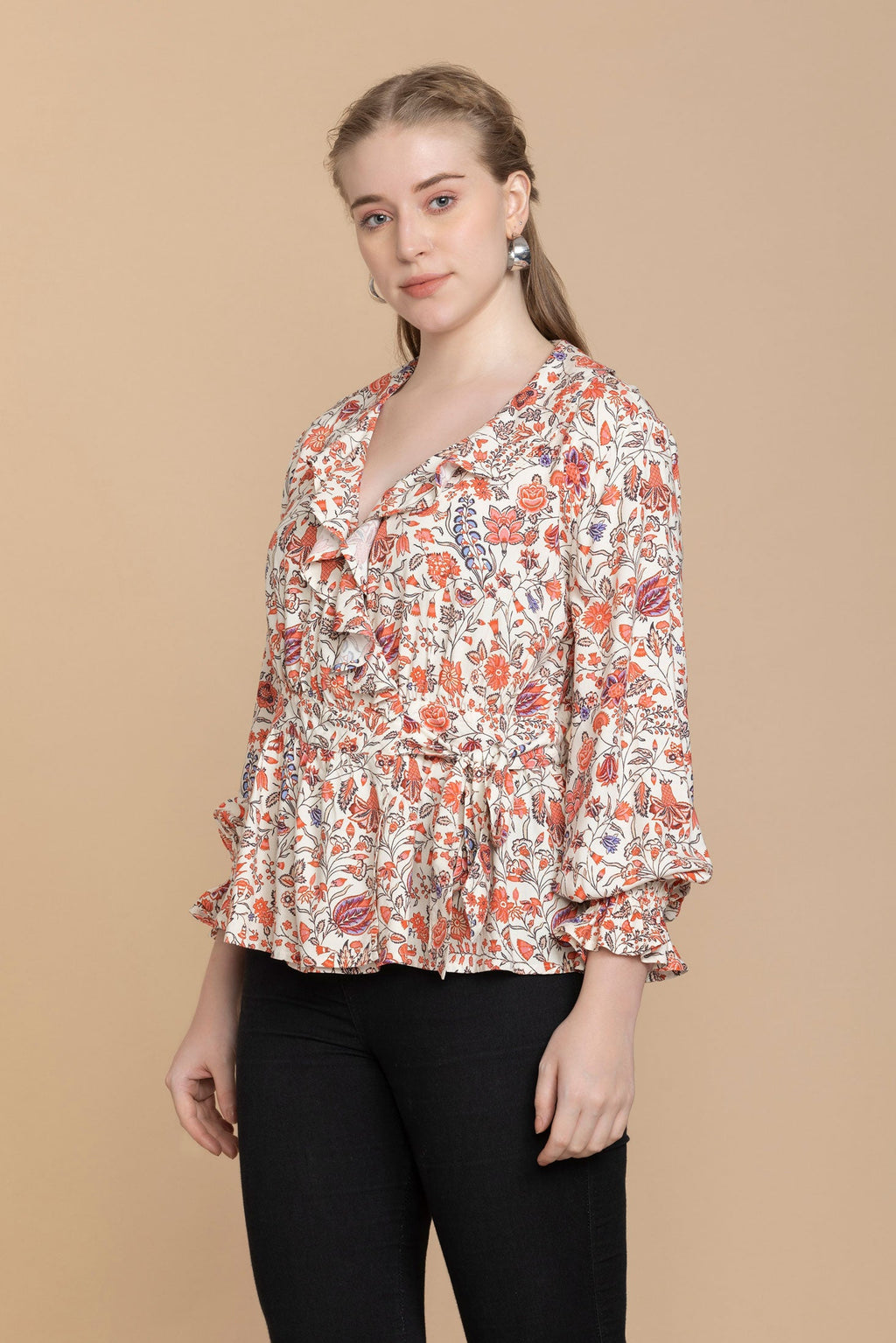 Haut floral style portefeuille Bohera Priscilla