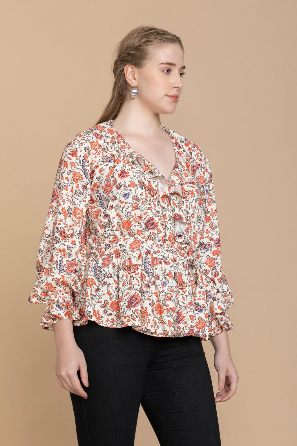 Haut floral style portefeuille Bohera Priscilla