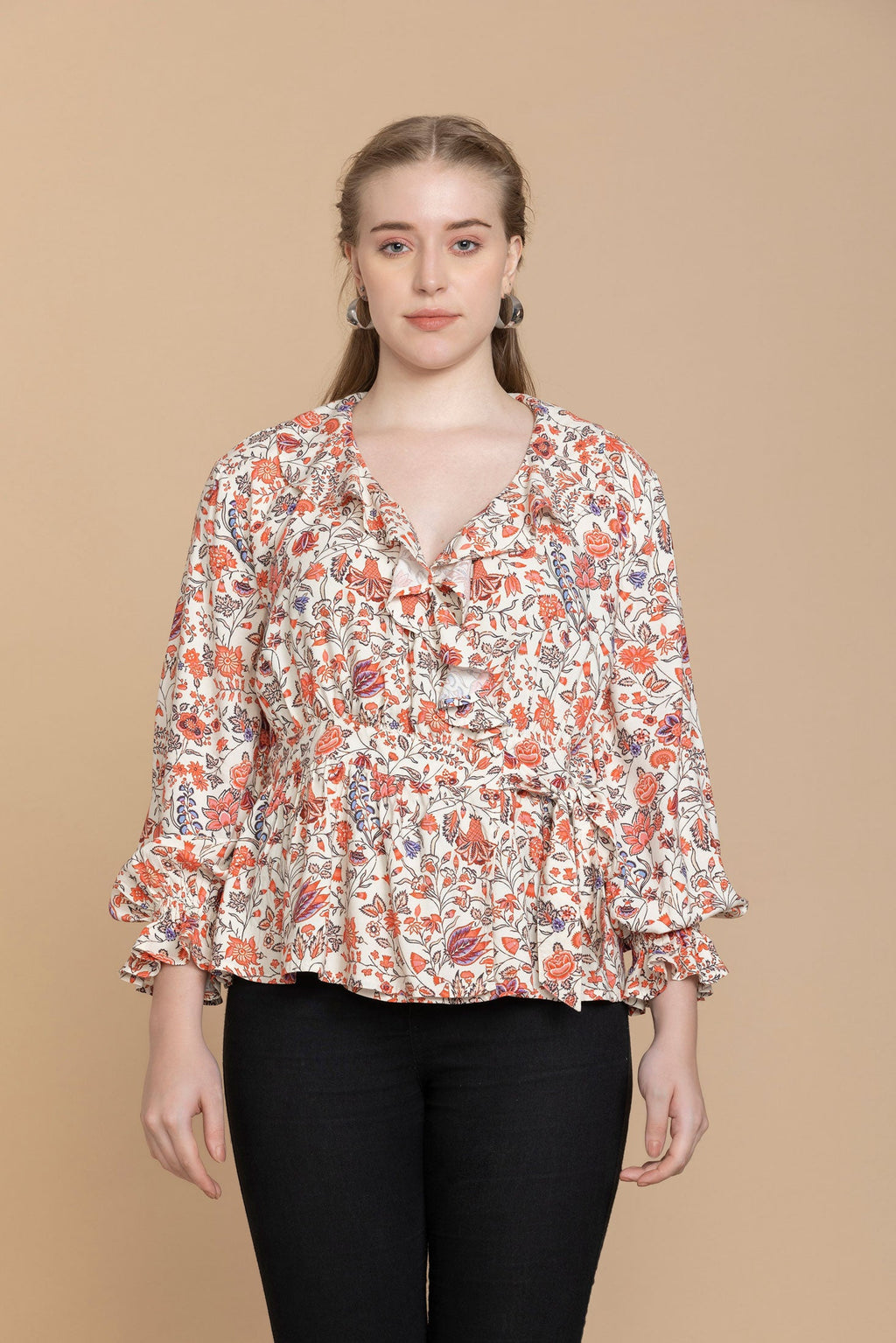 Haut floral style portefeuille Bohera Priscilla