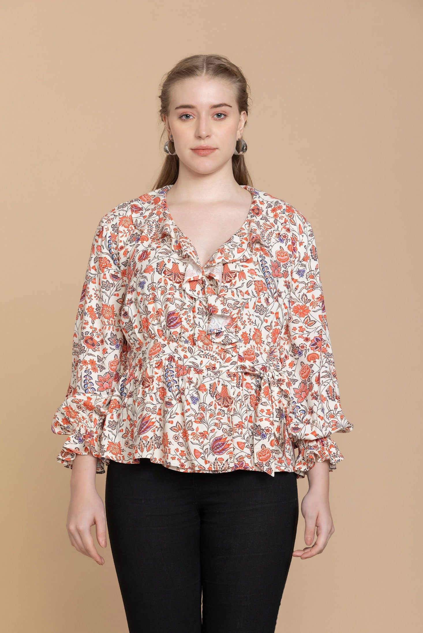 Haut floral style portefeuille Bohera Priscilla