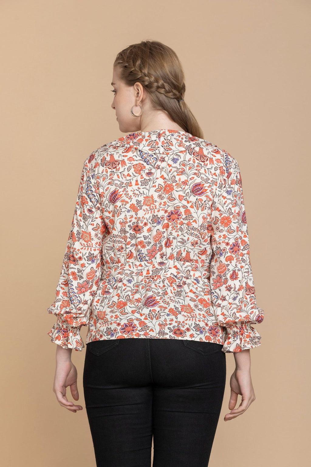 Haut floral style portefeuille Bohera Priscilla