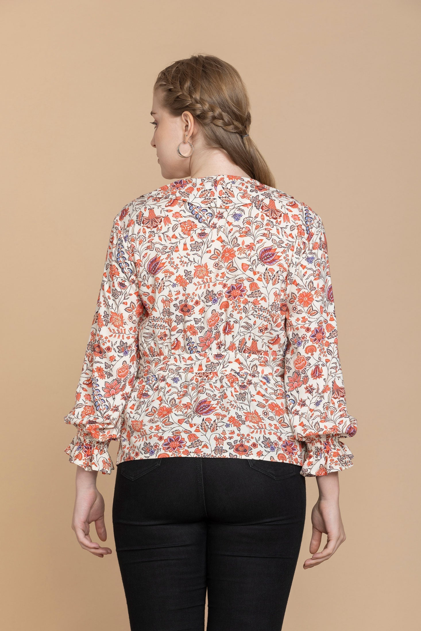 Haut floral style portefeuille Bohera Priscilla