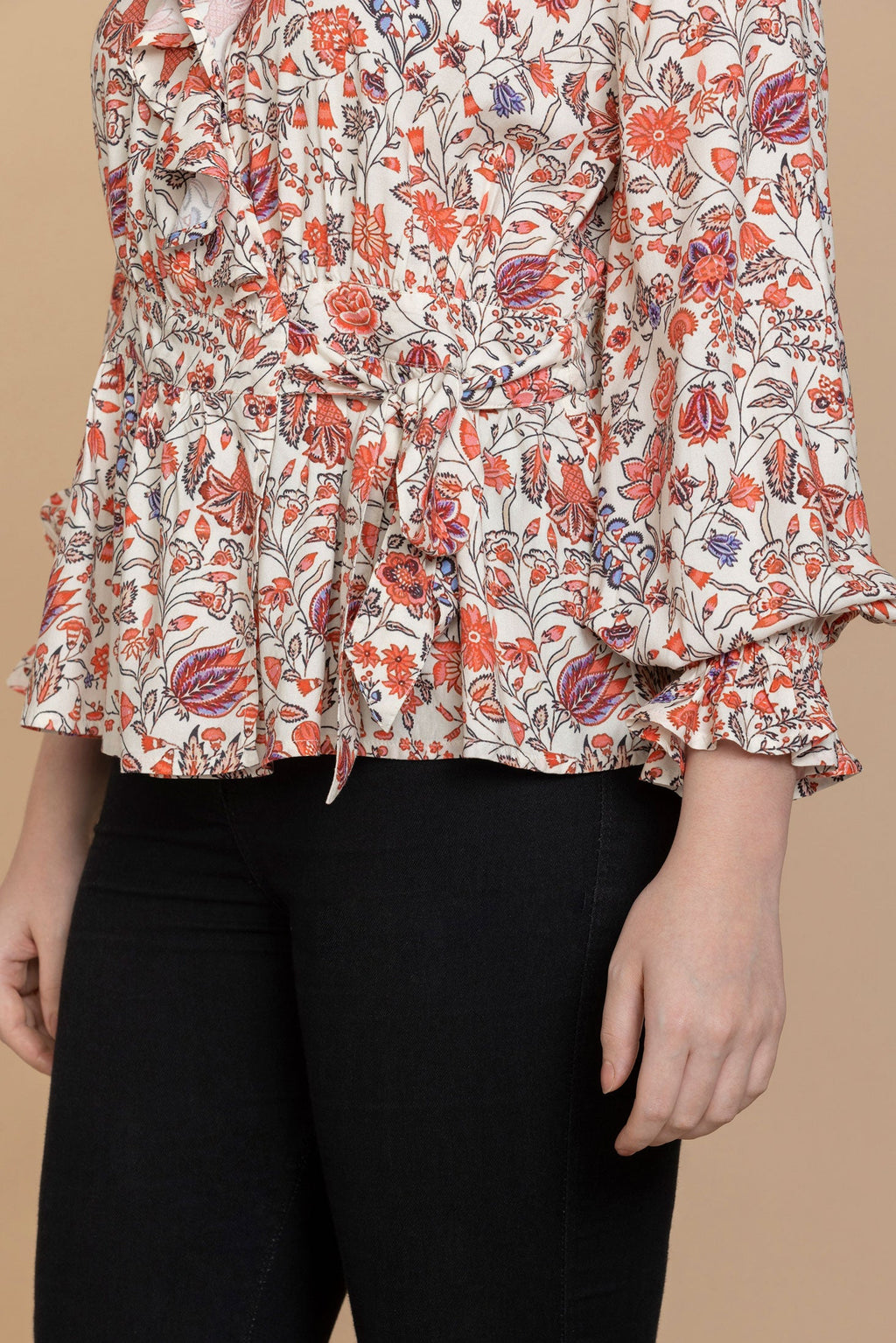 Haut floral style portefeuille Bohera Priscilla