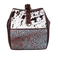 Sac bandoulière convertible Myra Mountain Trail – Cuir embossé turquoise et panneau Haïron avec anneau décoratif