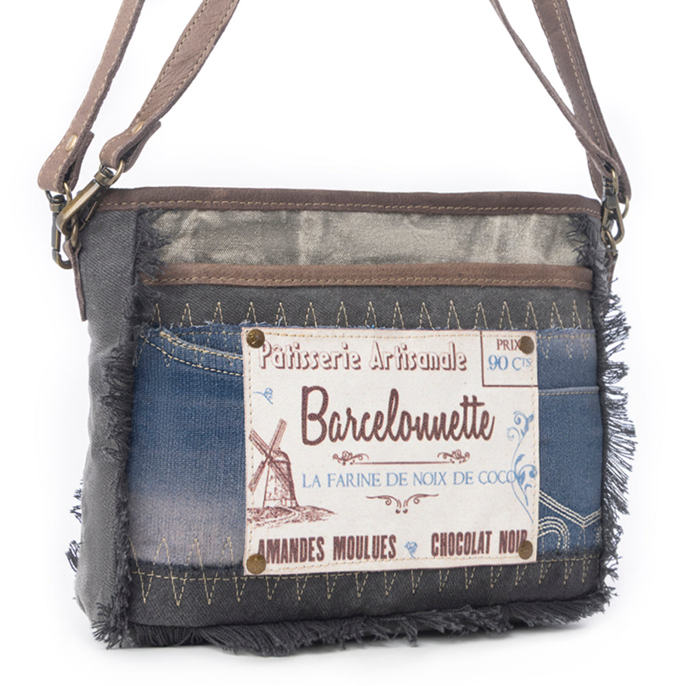 Sac à bandoulière et à main en jean Barcelonnette