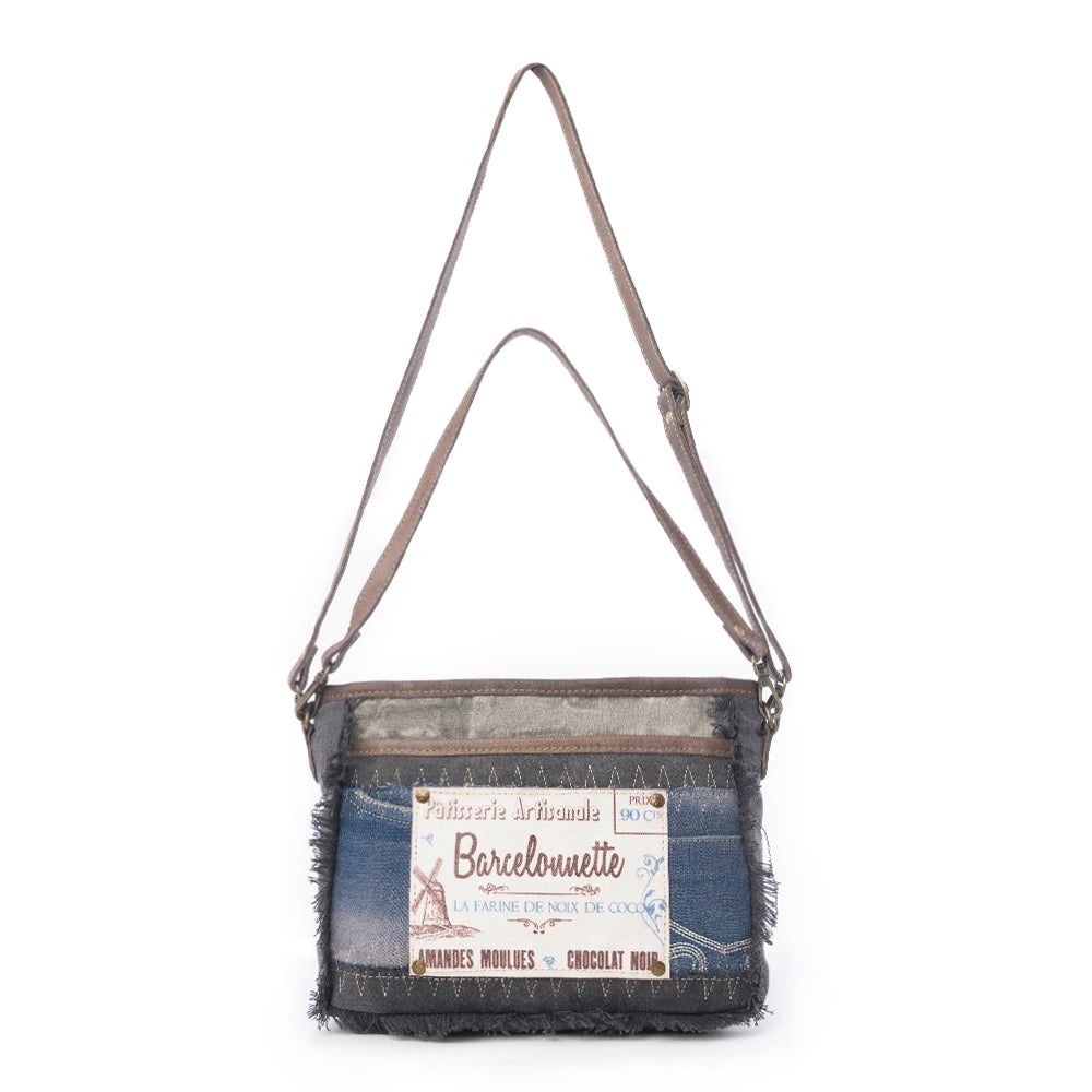 Sac à bandoulière et à main en jean Barcelonnette