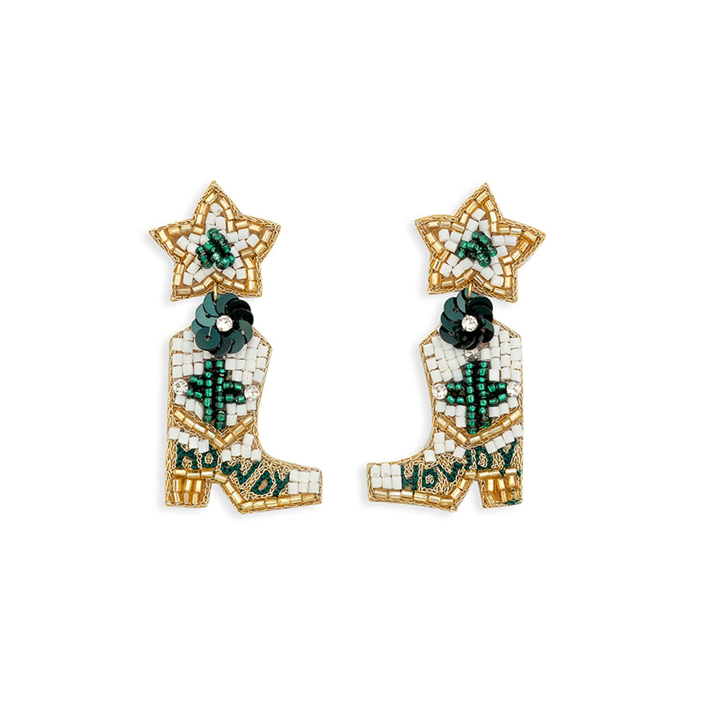 Boucles d'oreilles bottes perlées « Star du rodéo »