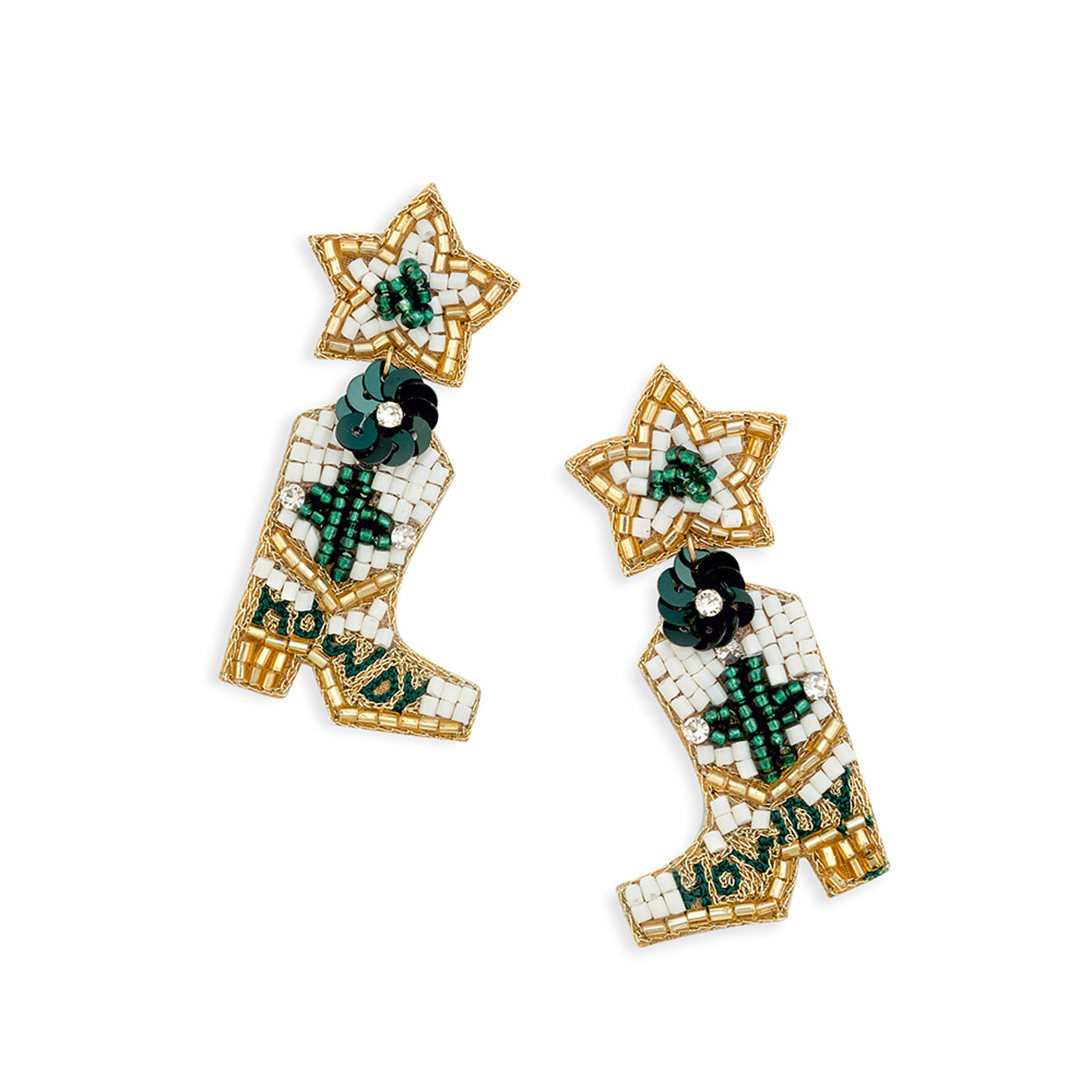 Boucles d'oreilles bottes perlées « Star du rodéo »