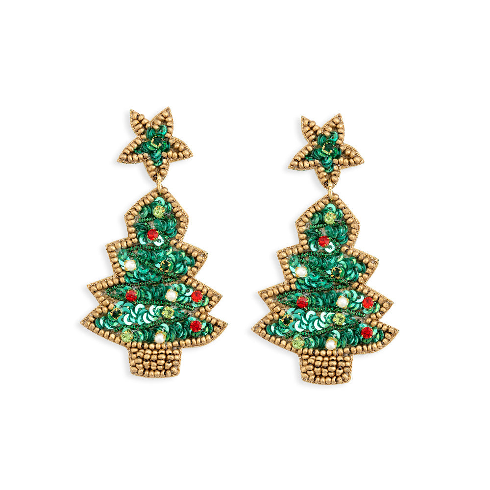 Boucles d'oreilles classiques sapin de Noël