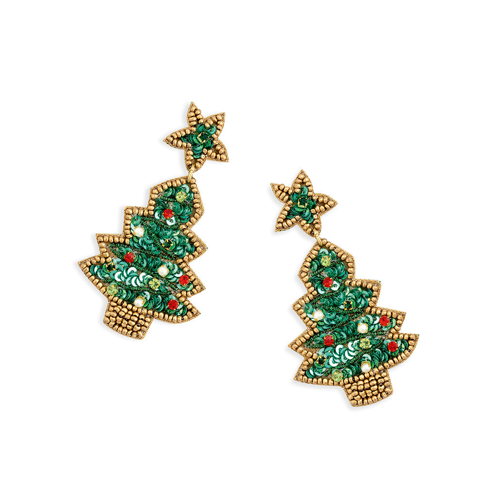 Boucles d'oreilles classiques sapin de Noël