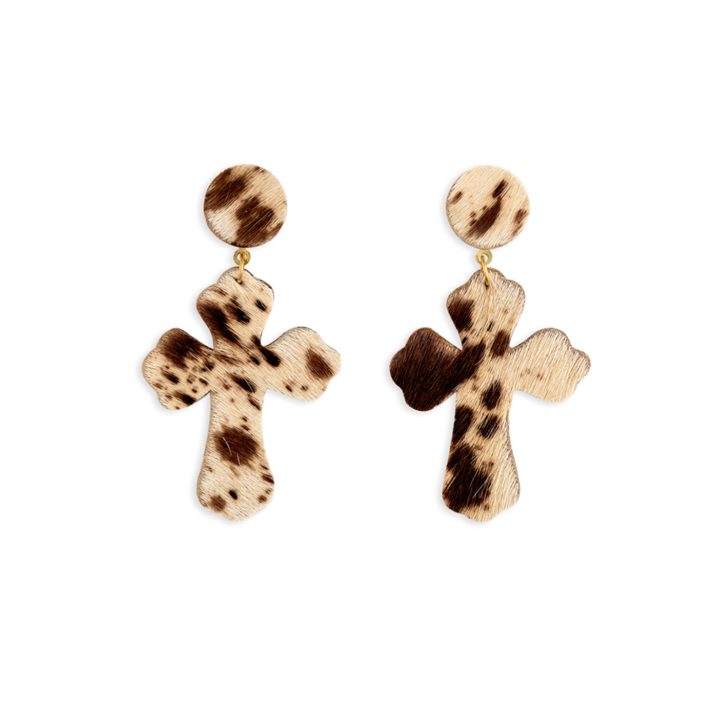 Boucles d'oreilles en cuir à poil croisé