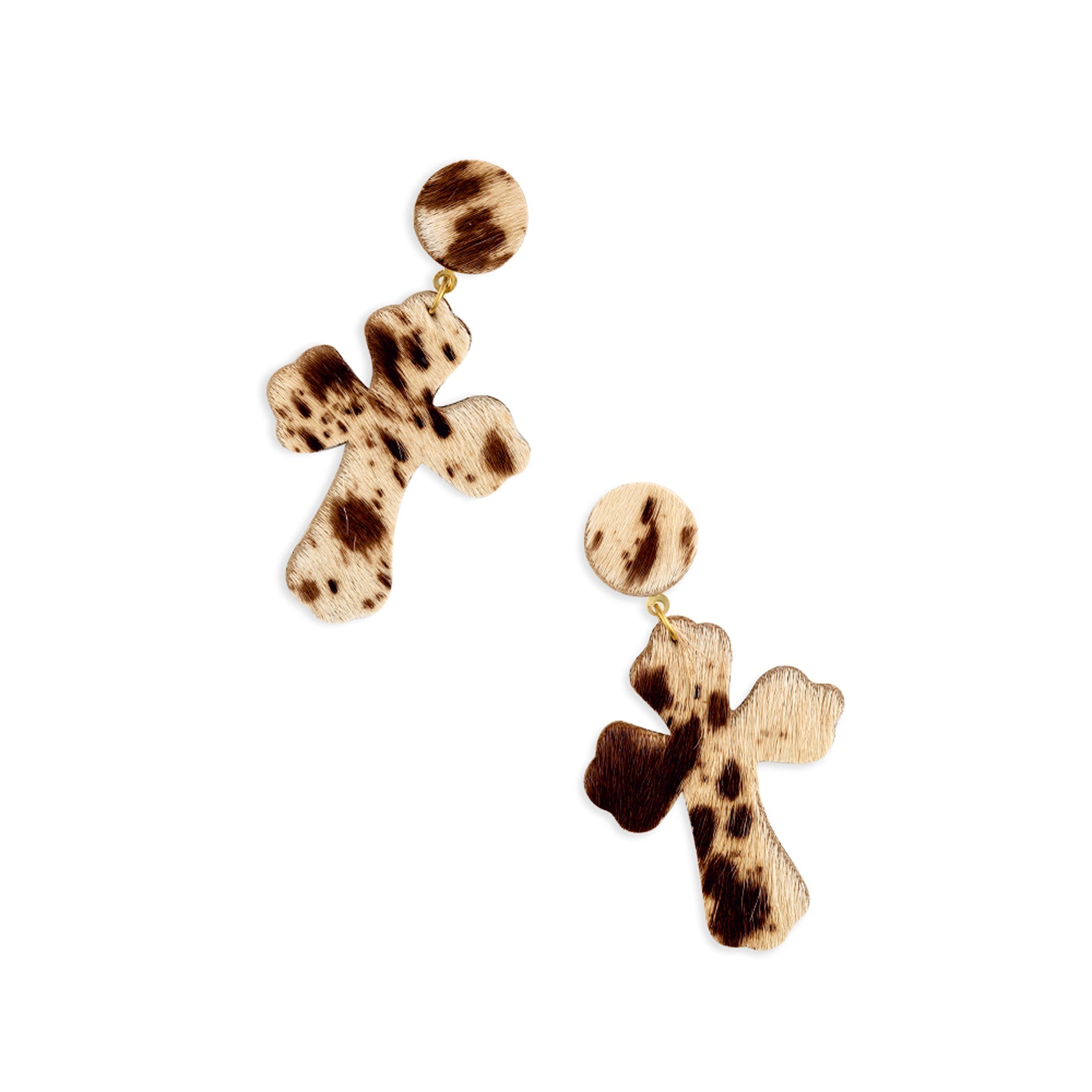 Boucles d'oreilles en cuir à poil croisé