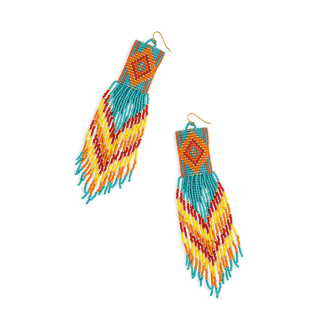 Boucles d'oreilles perlées « Faucon planant »