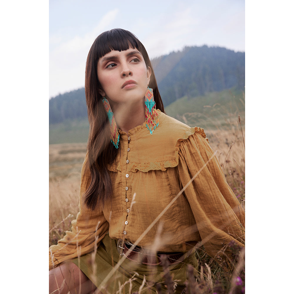 Boucles d'oreilles perlées « Faucon planant »