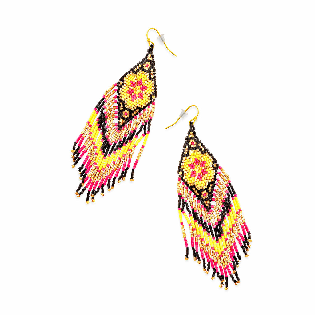 Boucles d'oreilles perlées Cœur en fleurs