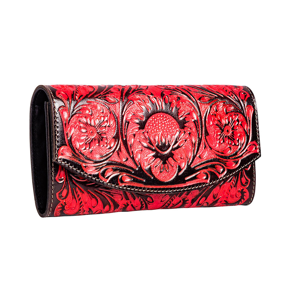Portefeuille Tambrina en cuir repoussé, rouge