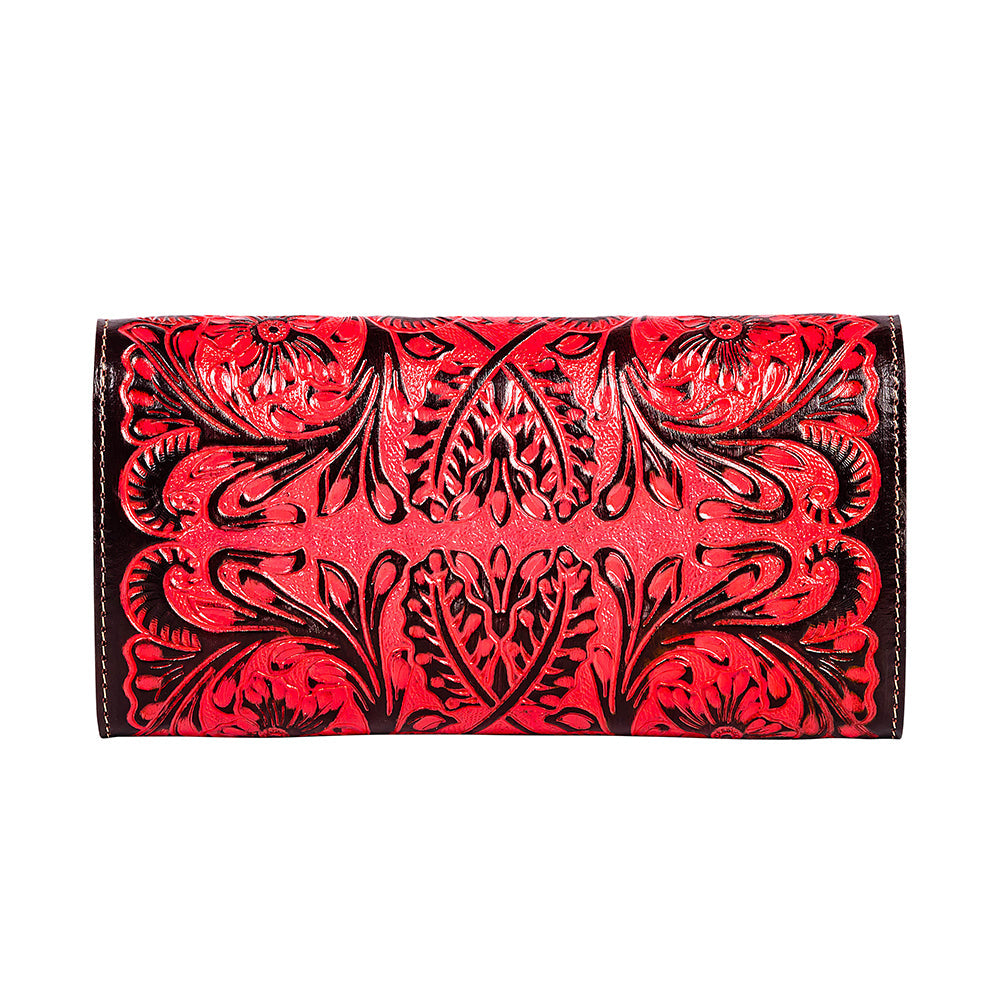 Portefeuille Tambrina en cuir repoussé, rouge
