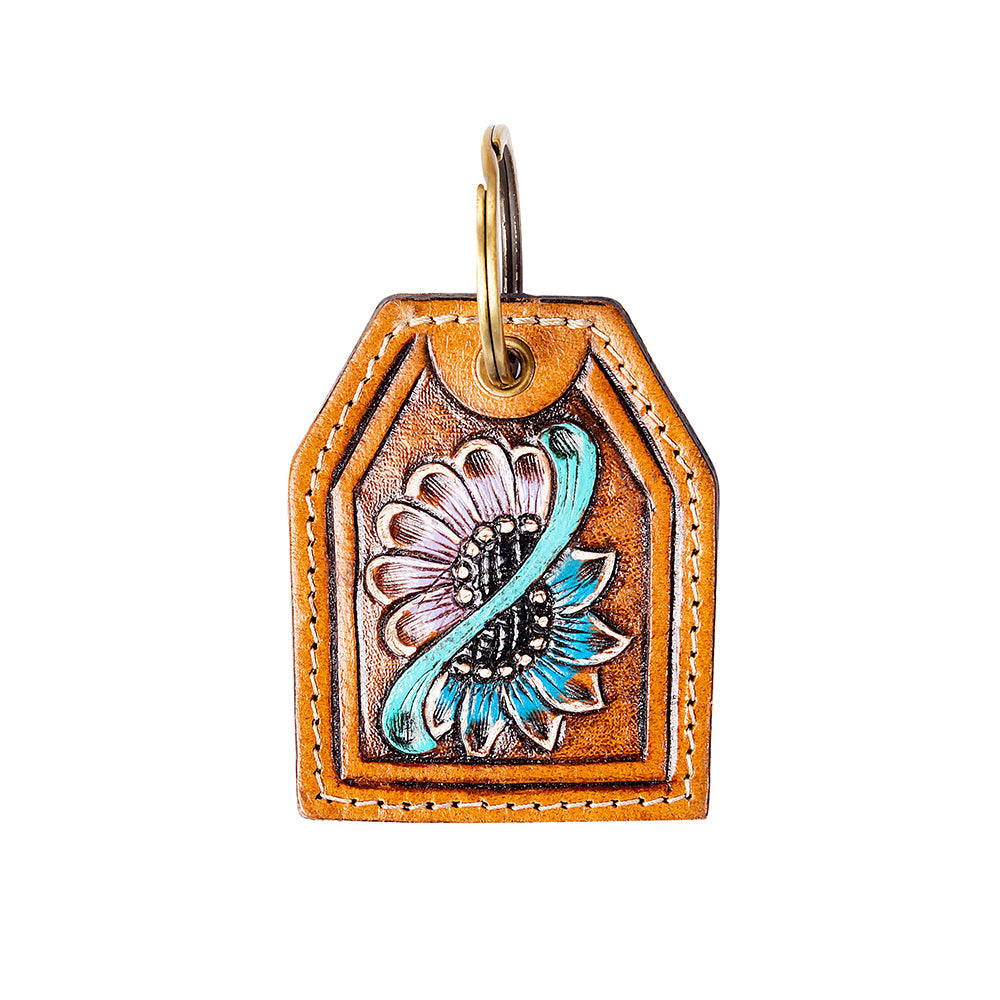 Porte-clés en cuir repoussé Rising Blooms