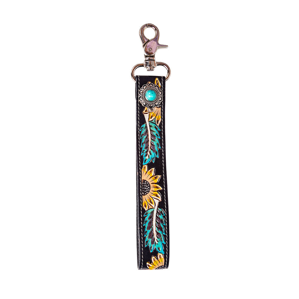 Porte-clés Cheyenne Bloom en cuir repoussé à la main