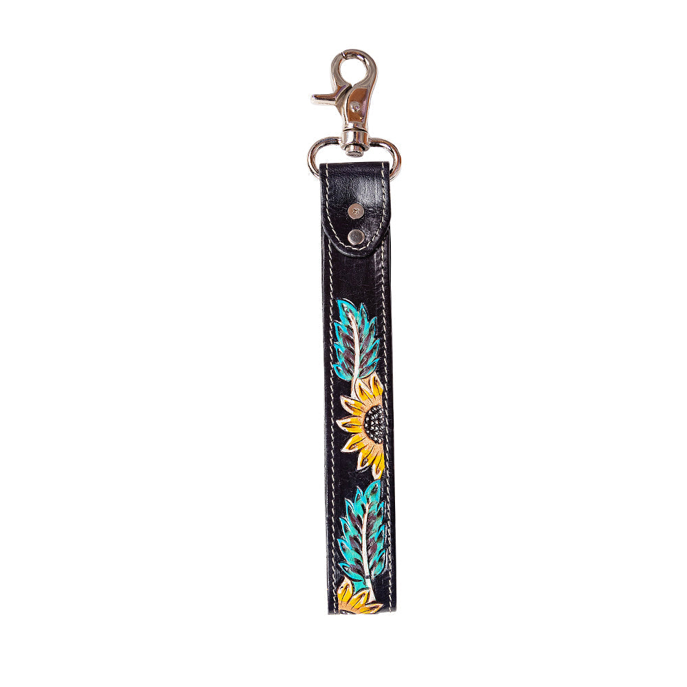 Porte-clés Cheyenne Bloom en cuir repoussé à la main