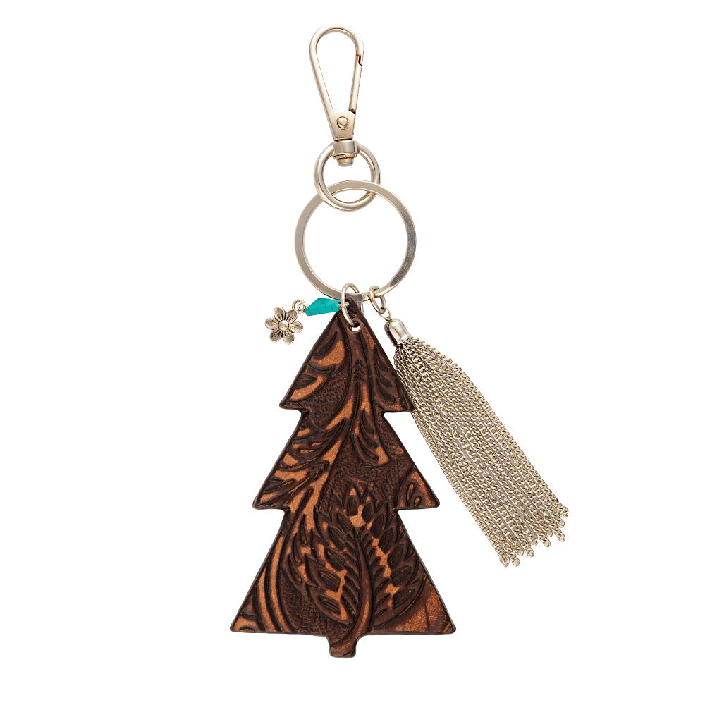 Porte-clés et bijou de sac sapin sculpté main