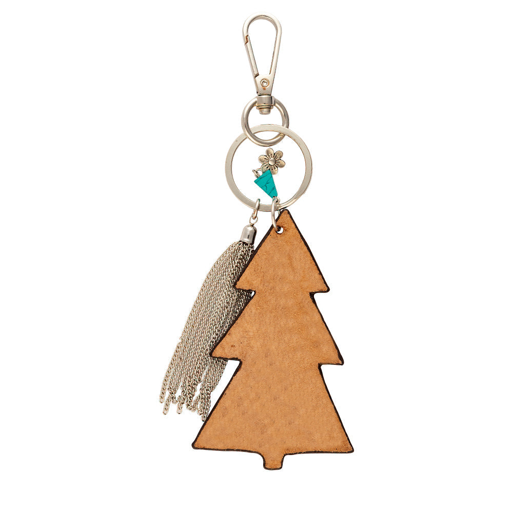 Porte-clés et bijou de sac sapin sculpté main