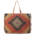 Sac de voyage Myra Kaliko Hill en toile pour femme avec motif bohème tissé à la main et deux poignées d'épaule