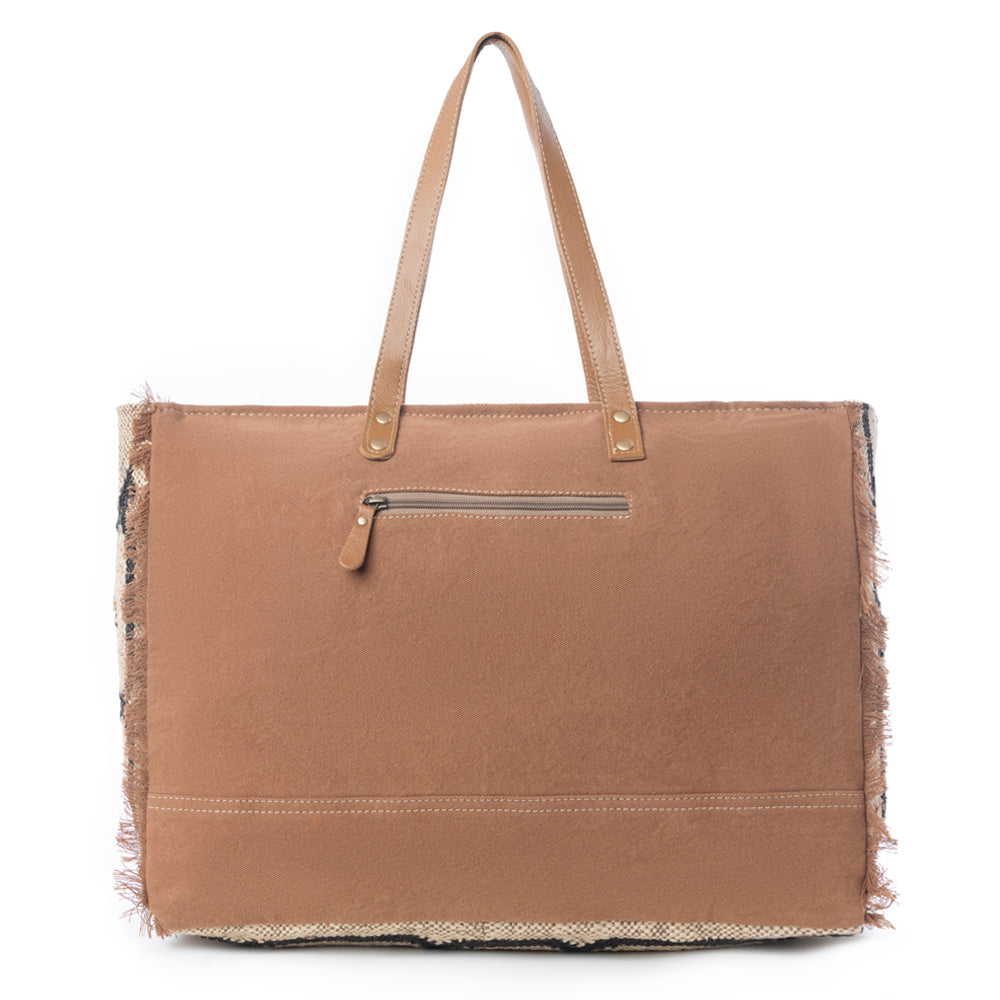Sac de voyage Myra Kaliko Hill en toile pour femme avec motif bohème tissé à la main et deux poignées d'épaule