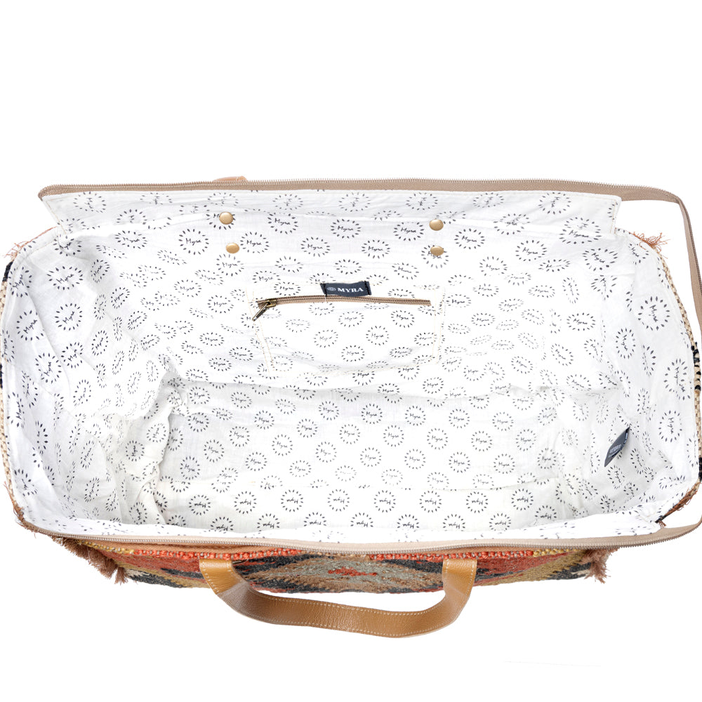 Sac de voyage Myra Kaliko Hill en toile pour femme avec motif bohème tissé à la main et deux poignées d'épaule