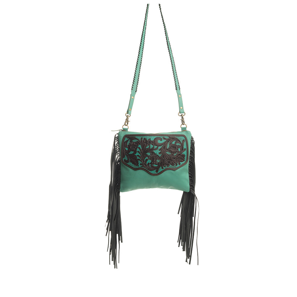 Sac à franges Millstone fait main couleur sarcelle