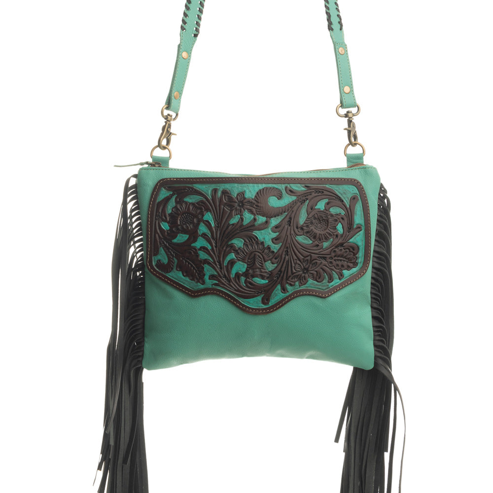 Sac à franges Millstone fait main couleur sarcelle