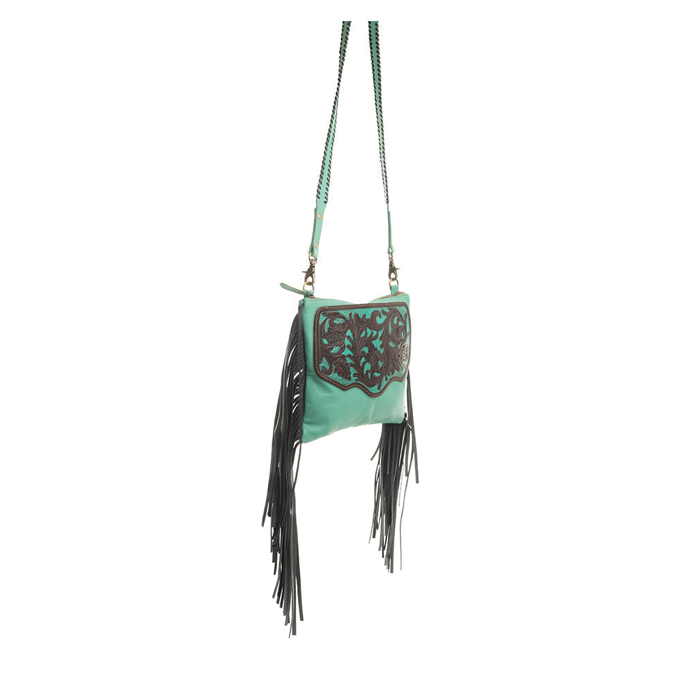 Sac à franges Millstone fait main couleur sarcelle