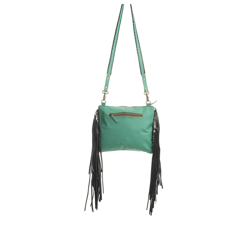 Sac à franges Millstone fait main couleur sarcelle