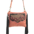 Sac Millstone en cuir embossé et à franges, couleur rose