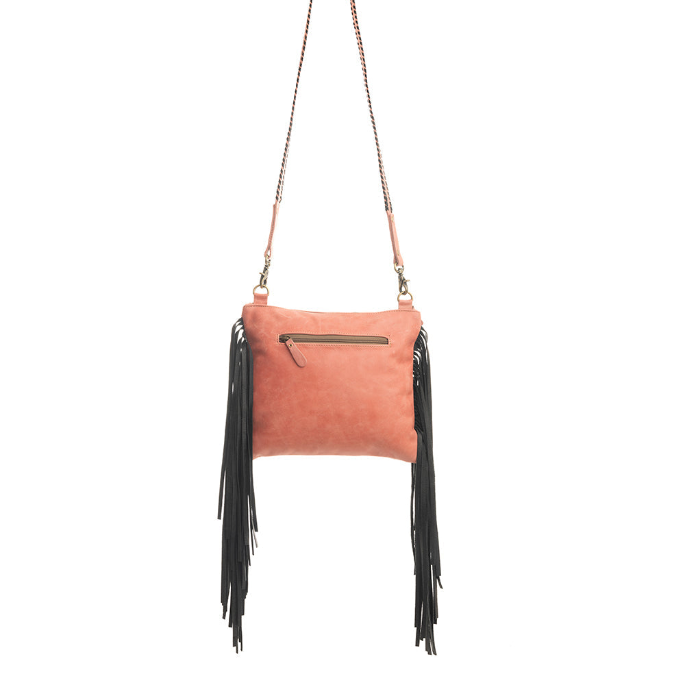 Sac Millstone en cuir embossé et à franges, couleur rose