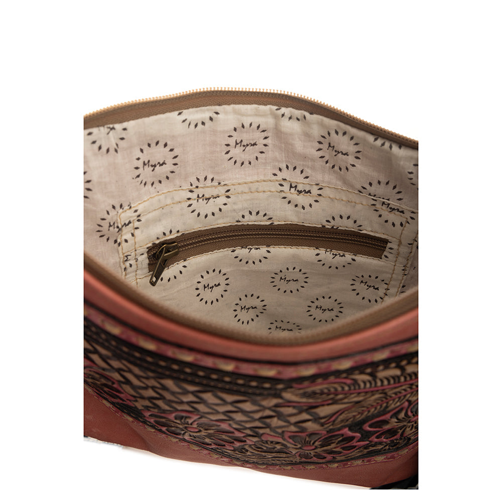 Sac Millstone en cuir embossé et à franges, couleur rose