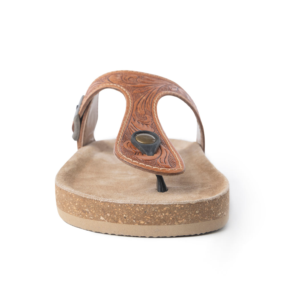 Sandales en cuir faites main Myra Rosie pour femme – Semelle en liège, design à anneau d'orteil pour un confort toute la journée
