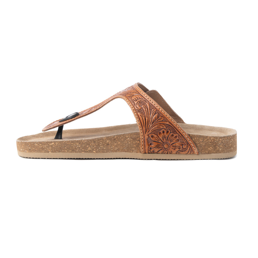Sandales en cuir faites main Myra Rosie pour femme – Semelle en liège, design à anneau d'orteil pour un confort toute la journée