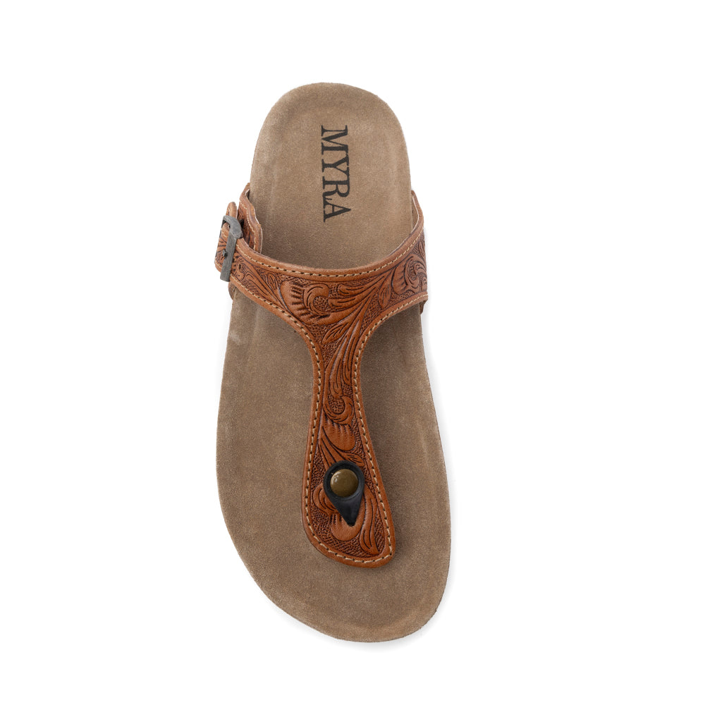 Sandales en cuir faites main Myra Rosie pour femme – Semelle en liège, design à anneau d'orteil pour un confort toute la journée