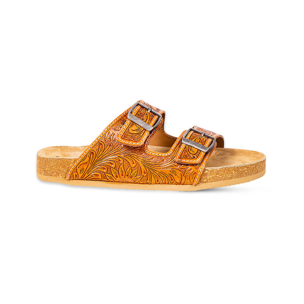 Sandales en cuir Myra Molly Megan fabriquées à la main – Mocassins en cuir plats à double boucle pour femme