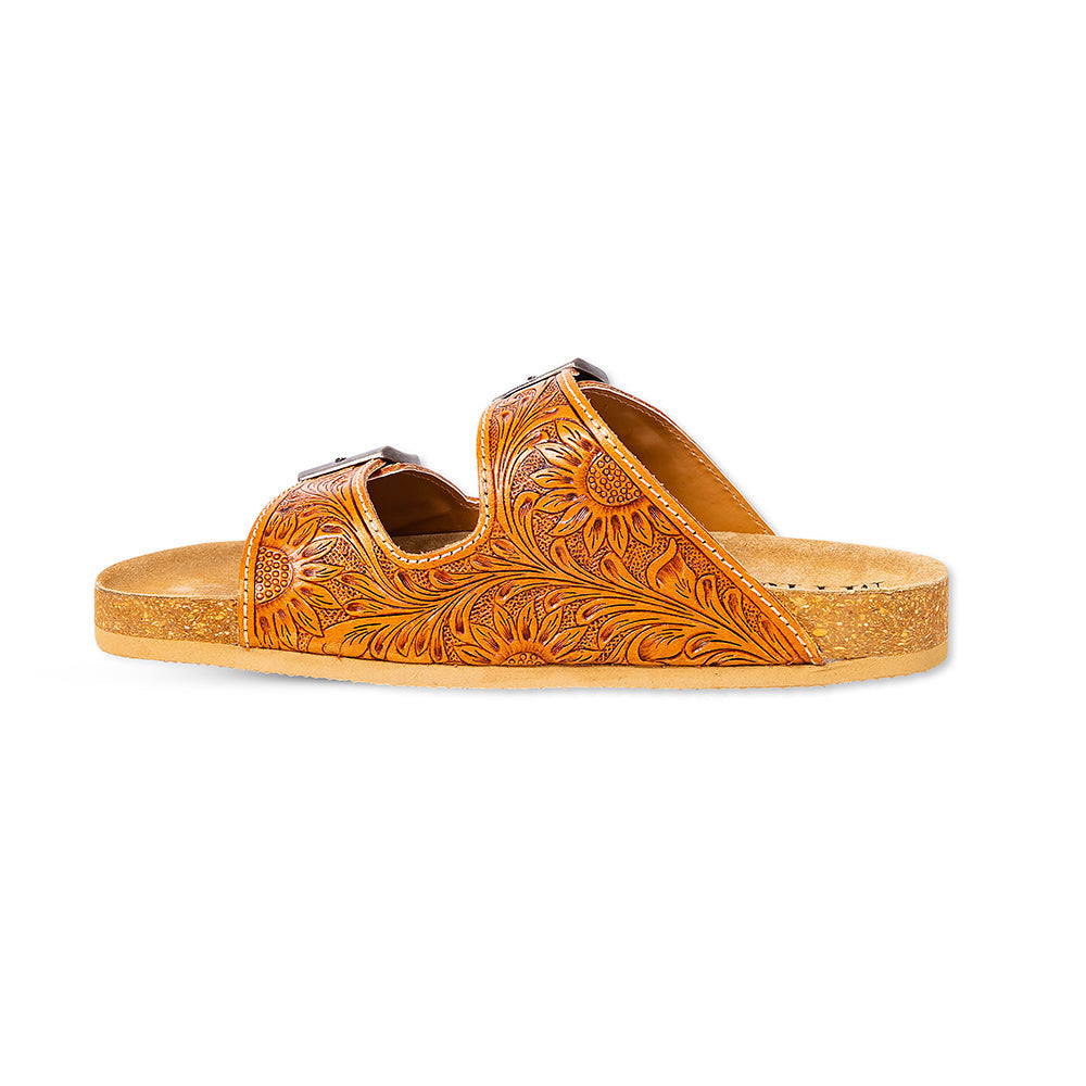 Sandales en cuir Myra Molly Megan fabriquées à la main – Mocassins en cuir plats à double boucle pour femme