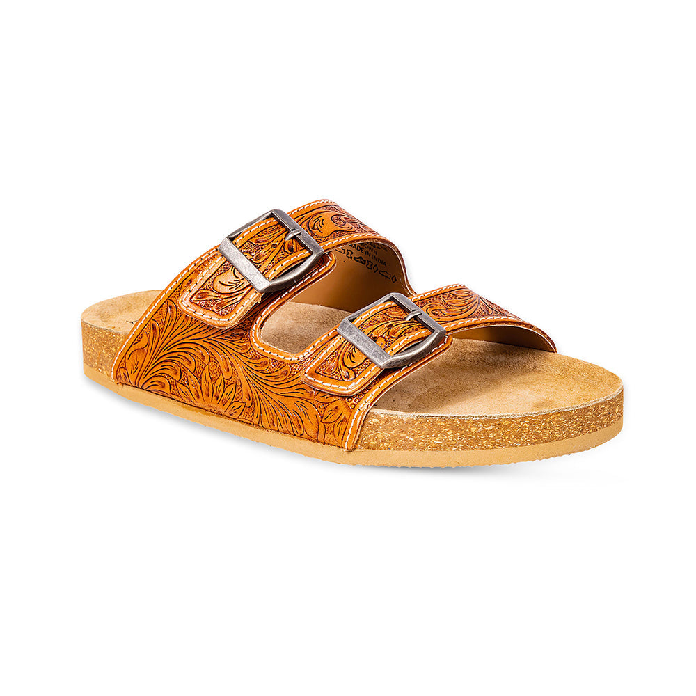 Sandales en cuir Myra Molly Megan fabriquées à la main – Mocassins en cuir plats à double boucle pour femme