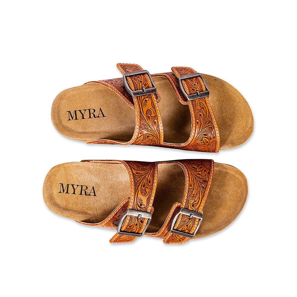 Sandales en cuir Myra Molly Megan fabriquées à la main – Mocassins en cuir plats à double boucle pour femme