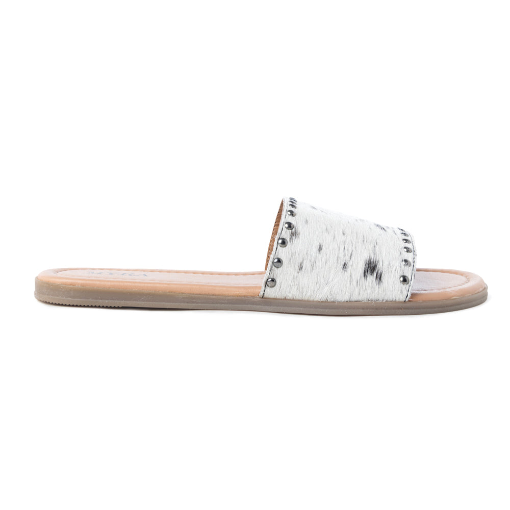 Myra Lettie Ridge Tongs pour Femmes en Cuir Chevelu Foncé – Sandales Mules Western à Semelle Souple pour un Confort Décontracté