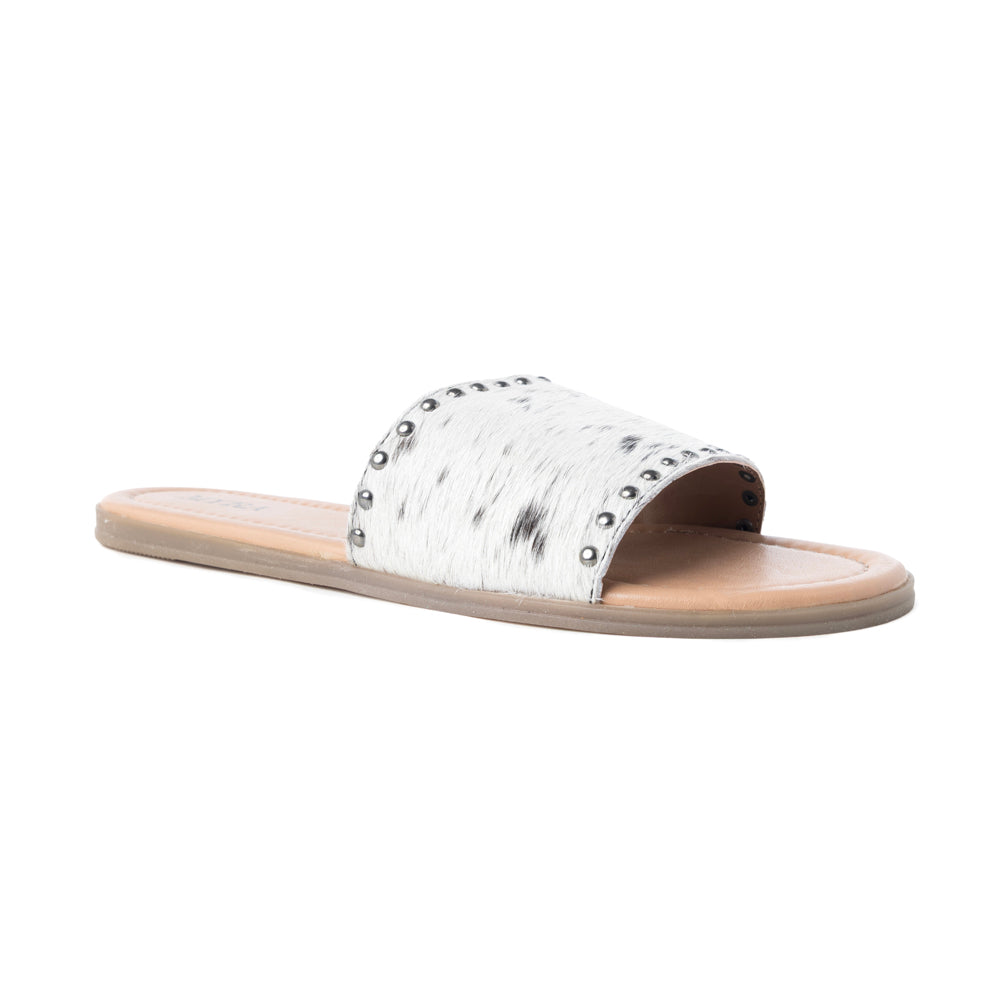 Myra Lettie Ridge Tongs pour Femmes en Cuir Chevelu Foncé – Sandales Mules Western à Semelle Souple pour un Confort Décontracté