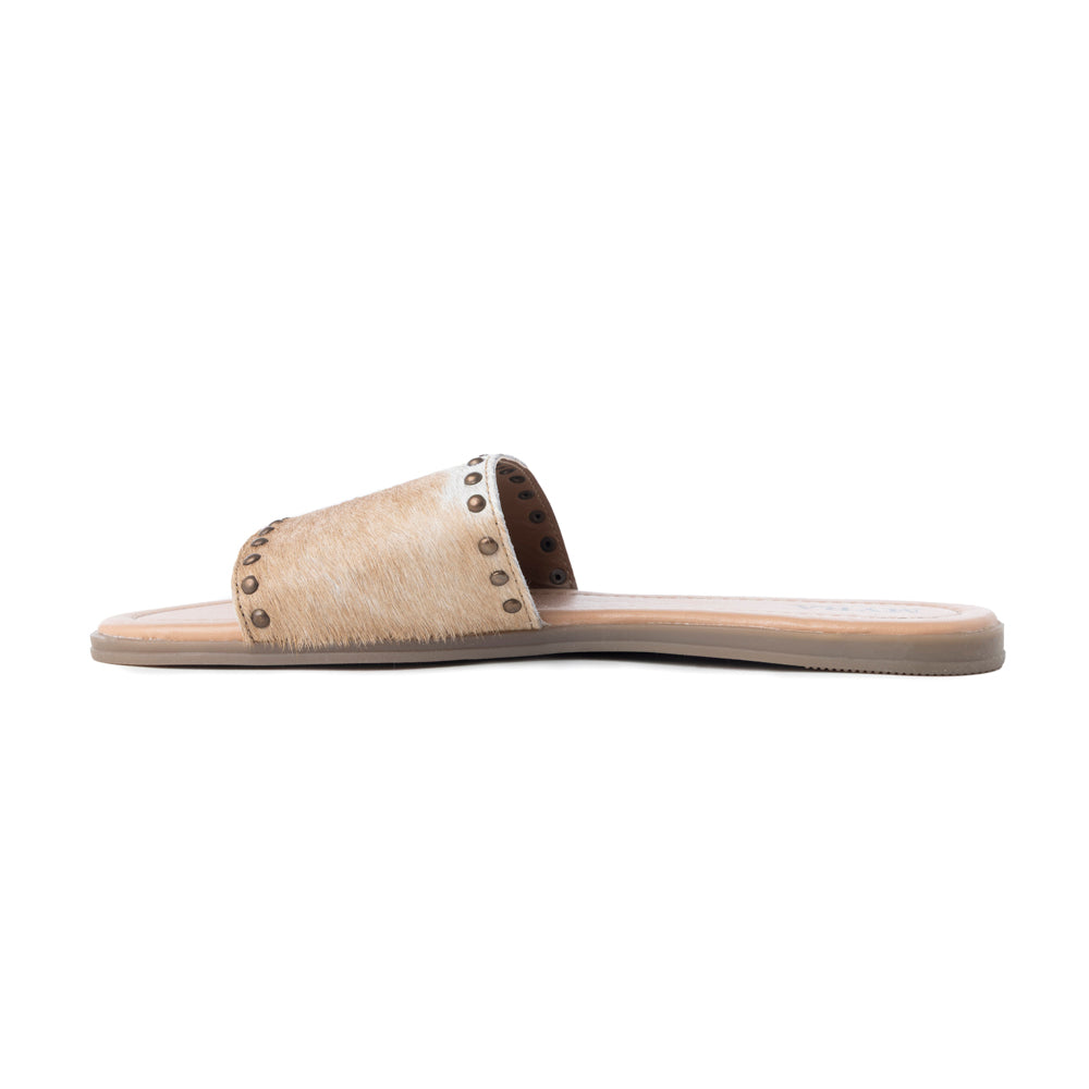 Tongs en cuir Myra Lettie Ridge à poils pour femme - Sandales à enfiler de style western avec semelle souple pour un confort décontracté